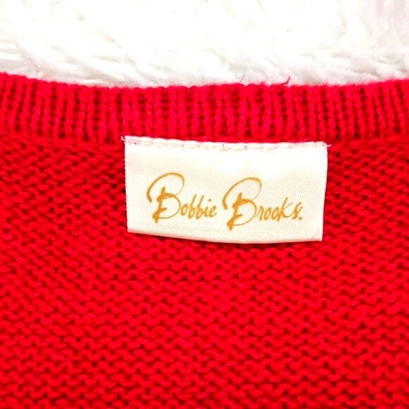 Bobbie Brooks Skiing Snowman & Snowflake Knit Zip-Up Vest Red Embellished Large. - Picture 4 of 11